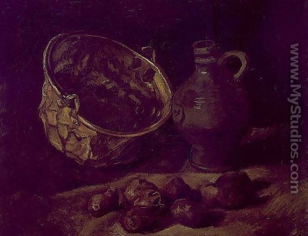 Still Life With Brass Cauldron And Jug - Vincent Van Gogh