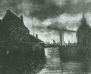 View Of A Town With Drawbridge - Vincent Van Gogh