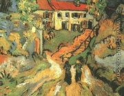 Village Street And Steps In Auvers With Two Figures - Vincent Van Gogh