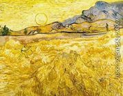Wheat Field With Reaper And Sun - Vincent Van Gogh