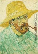 Self Portrait With Pipe And Straw Hat - Vincent Van Gogh