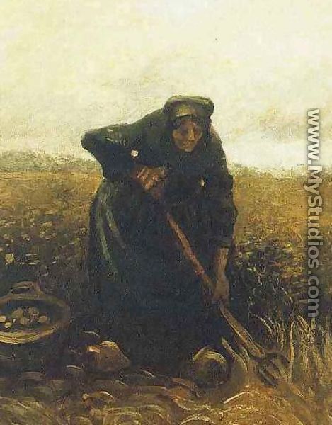 Woman Lifting Potatoes - Vincent Van Gogh
