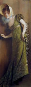 Carrier Belleuse  Elegant Woman In A Green Dress - Carrier-belleuse Pierre