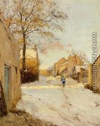 A Village Street In Winter - Alfred Sisley