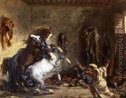 Arab Horses Fighting in a Stable 1860 - Eugene Delacroix