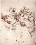 Study Of Five Grotesque Heads - Leonardo Da Vinci