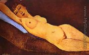 Reclining Nude With Blue Cushion - Amedeo Modigliani