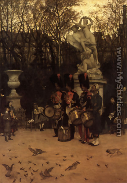 Beating The Retreat In The Tuileries Gardens - James Jacques Joseph Tissot