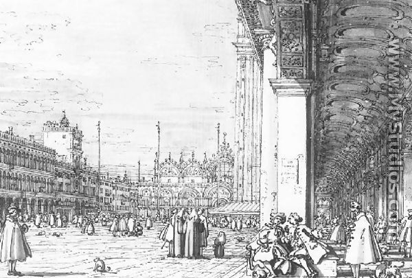 Piazza San Marco   Looking East From The South West Corner Ii - (Giovanni Antonio Canal) Canaletto