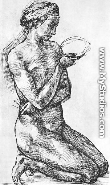 Nude Woman on her Knees - Michelangelo Buonarroti