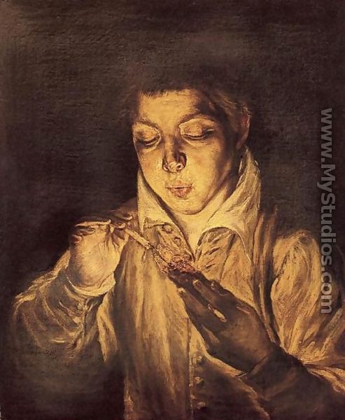 A Boy Blowing on an Ember to Light a Candle (Soplón) 1570-72 - El Greco (Domenikos Theotokopoulos)