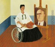 Self Portrait With The Portrait Of Doctor Farill - Frida Kahlo