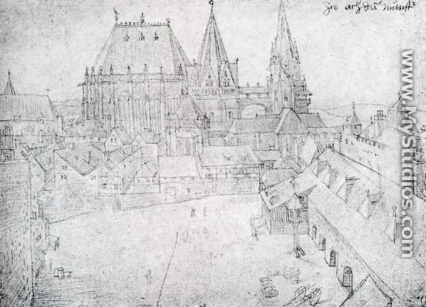 The Cathedral Of Aix La Chapelle With Its Surroundings  Seen From The Coronation Hall - Albrecht Durer