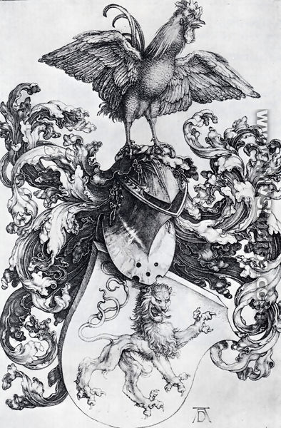 Coat Of Arms With Lion And Rooster - Albrecht Durer
