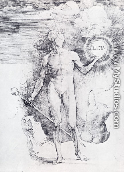 Apollo With The Solar Disc And Diana Trying To Shield Herself From The Rays With Her Uplifted Hand - Albrecht Durer