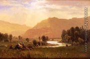 Figures In A Hudson River Landscape - Albert Bierstadt
