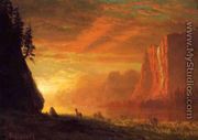 Deer At Sunset - Albert Bierstadt