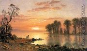 Sunset  Deer  And River - Albert Bierstadt