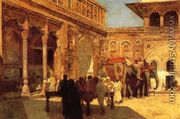 Elephants And Figures In A Courtyard  Fort Agra - Edwin Lord Weeks
