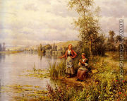Country Women Fishing On A Summer Afternoon - Daniel Ridgway Knight