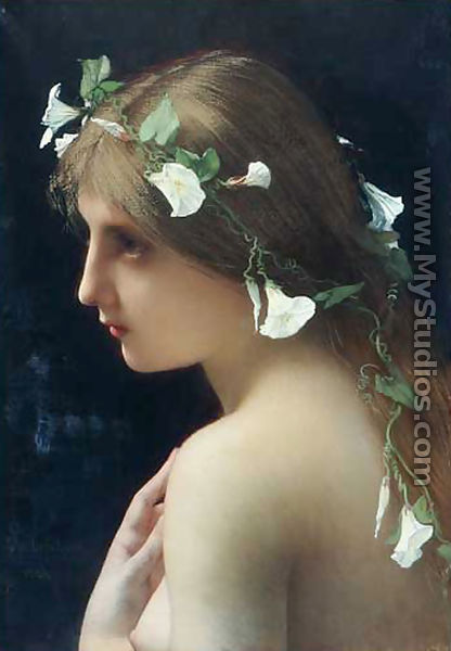 Nymph With Morning Glory Flowers - Jules Joseph Lefebvre