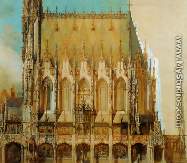 Gotische Grabkirche St  Michael  Seitenansicht [Gothic Cemetary  St  Michaels  Side View] - Hans Makart