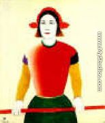 A Girl With A Red Pole - Kazimir Severinovich Malevich