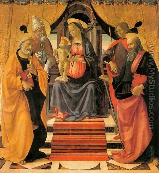 Madonna and Child Enthroned with Saints c. 1479 - Domenico Ghirlandaio