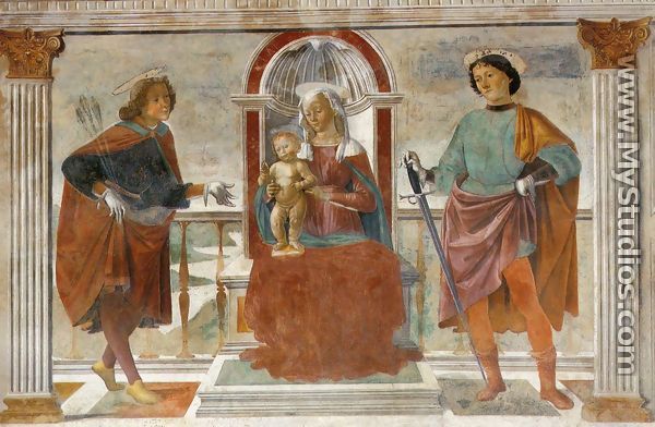 Madonna and Child with St Sebastian and St Julian c. 1473 - Domenico Ghirlandaio