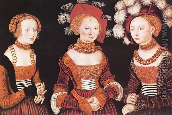 Saxon Princesses Sibylla, Emilia and Sidonia c. 1535 - Lucas The Elder Cranach