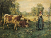 A Milk Maid With Cows And Sheep - Julien Dupre
