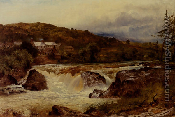 Near Bettws Y Coed  The Junction Of The Conway And The Llugwy - Benjamin Williams Leader