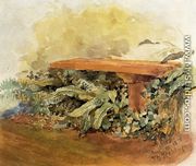 Garden Bench With Ferns - Theodore Robinson
