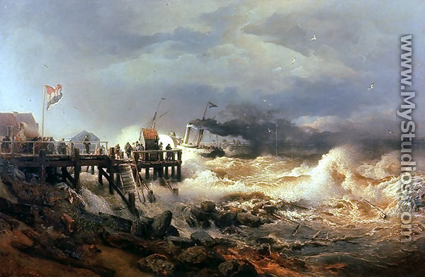 Storm At Dutch Coast - Andreas Achenbach