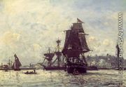 Sailing Ships At Honfleur - Johan Barthold Jongkind