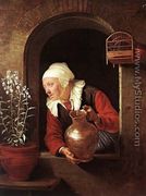 Old Woman Watering Flowers - Gerrit Dou