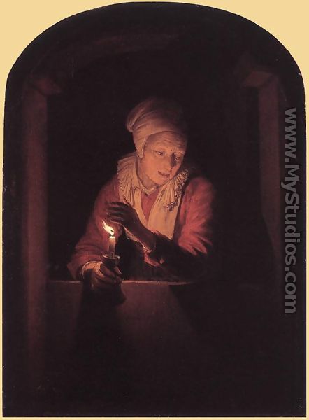 Old Woman With A Candle - Gerrit Dou