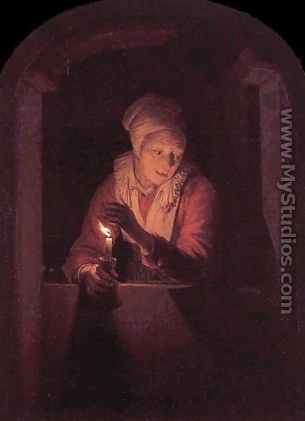 Woman With A Candle - Gerrit Dou