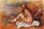 Bather Seated By The Sea - Pierre Auguste Renoir