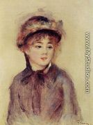 Bust Of A Woman Wearing A Hat - Pierre Auguste Renoir