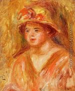 Bust Of A Young Girl In A Straw Hat - Pierre Auguste Renoir