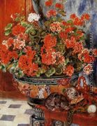 Geraniums And Cats - Pierre Auguste Renoir