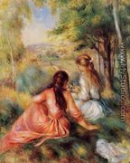 Picking Flowers Aka In The Field - Pierre Auguste Renoir