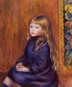 Seated Child In A Blue Dress - Pierre Auguste Renoir