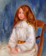 Seated Girl With Blue Background - Pierre Auguste Renoir