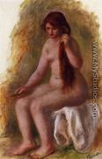 Seated Nude Combing Her Hair - Pierre Auguste Renoir