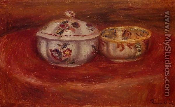 Sugar Bowl And Earthenware Bowl - Pierre Auguste Renoir