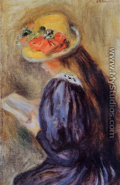The Little Reader Aka Little Girl In Blue - Pierre Auguste Renoir