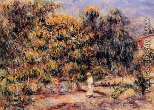 Woman In White In The Garden At Colettes - Pierre Auguste Renoir