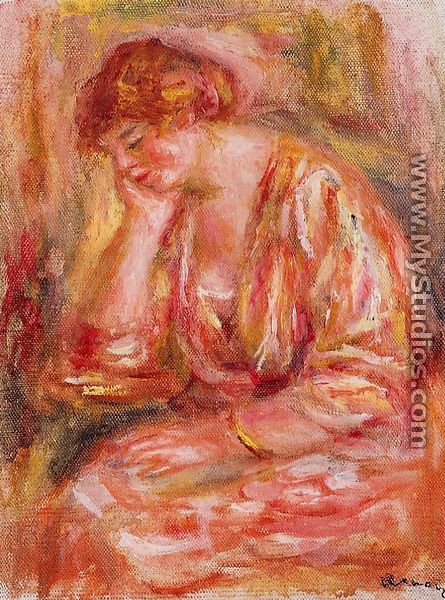 Woman Leaning On Her Elbow - Pierre Auguste Renoir